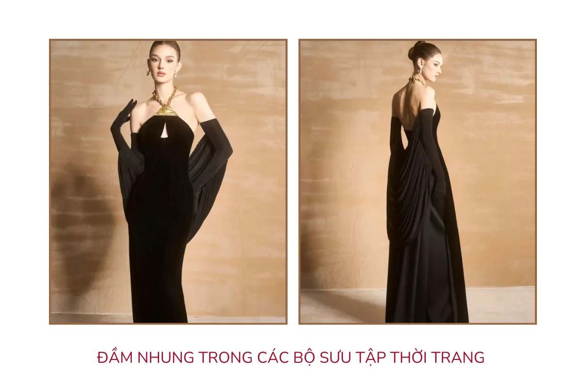 Đầm nhung trong các bộ sưu tập thời trang