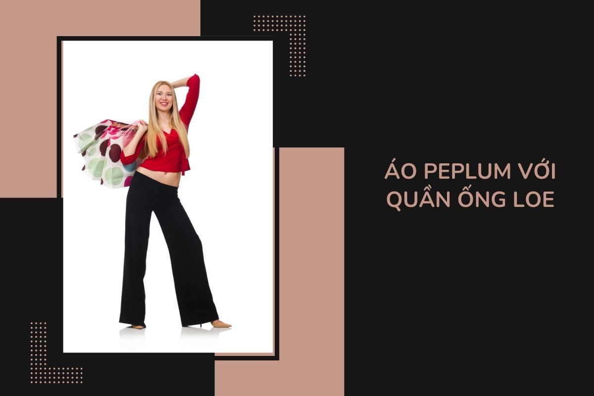 áo Peplum với quần ống loe